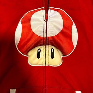 🍄🎮VINTAGE EUC 90’s Nintendo Super Mario Bro’s Red/White Zip-Up Hoodie Sz M🍄🎮